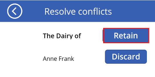 Conflict resolution screen